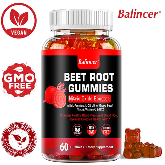 Potent Beetroot Gummies - Supports Blood Pressure and Circulation, Maintains Heart Health, Dietary Supplement, Boosts Immunity