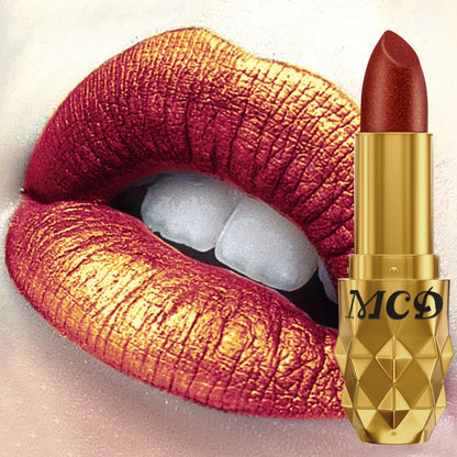 5 colors pearlescent metallic lipstick bold& intense glitter shinny lip tint  long lasting lip senior matte lip makeup gifts