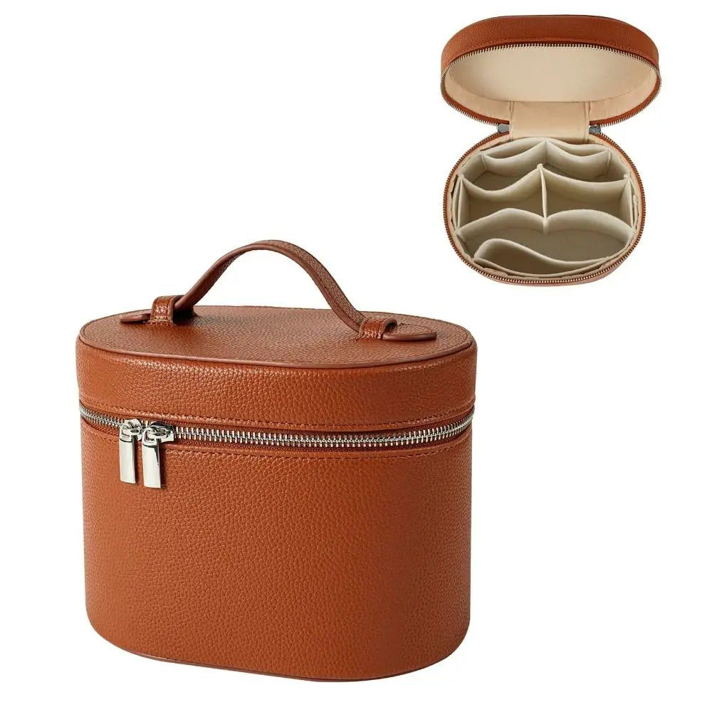 Large Capacity Cosmetic Box PU Leather Internal Storage Box Travel Organizer Bag Waterproof Zipper Closure Makeup Bag Daily Use