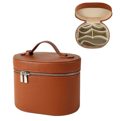 Large Capacity Cosmetic Box PU Leather Internal Storage Box Travel Organizer Bag Waterproof Zipper Closure Makeup Bag Daily Use