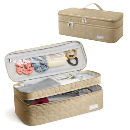 Hair Dryer Case Portable Hairdressing Tools Storage Bag Double Layer Travel Curling Iron Clip Brush Organizer Box, Carrying Cas