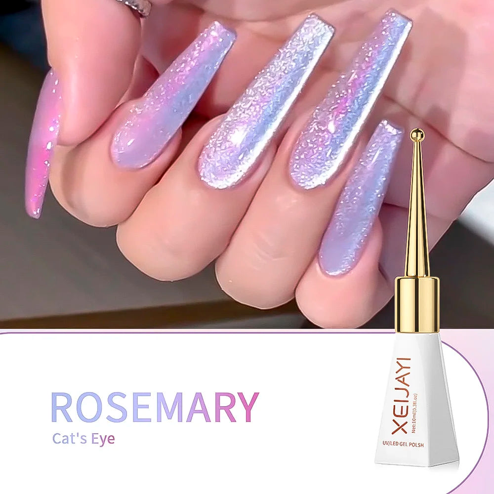 10ml Shiny Rose Red Magnetic Cat Gel Nail Polish Glitter Silk Crystal Cat Eye Gel Nail Polish Shiny Diamond Soak Off UV Gel Varn