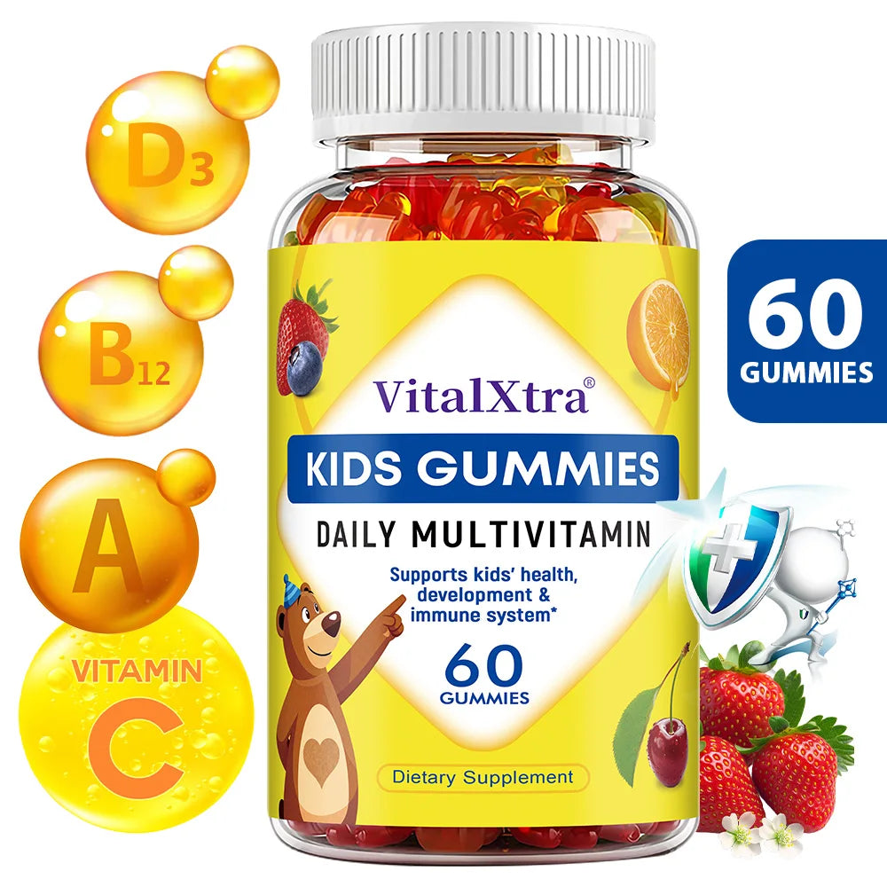 Children's Multivitamin Gummies - Rich in Vitamin A, C, D3, Zinc,- Boosts Immunity and Brain Health, Promote Nutrient Absorption