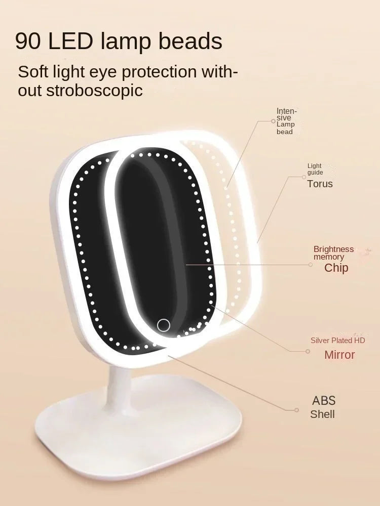 Touch Sensitive USB Rechargeable LED Vanity Mirror Multi Adjustable Lights Portable Cosmetic Mirror for Trip Home Beauty Makeup