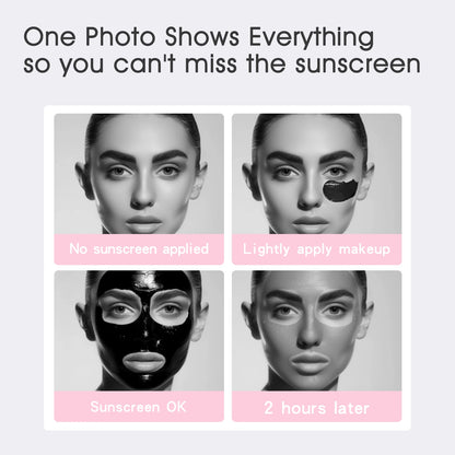 UV Mirror for Sunscreen Test Camera,Sun Protection Visualization Travel Makeup Mirror，with LED Light Compact Hand Mirror
