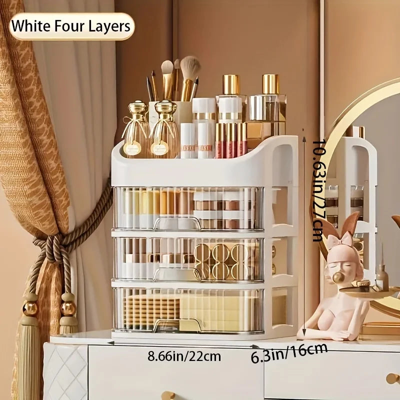 Large Capacity Cosmetic Storage Box Transparent Drawer Jewelry Makeup Storage Box Multi-layer Multi-functional Desktop Organizer
