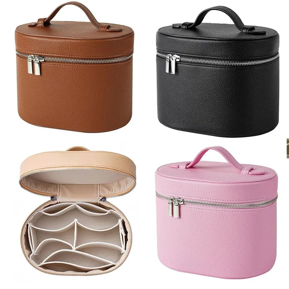 Large Capacity Cosmetic Box PU Leather Internal Storage Box Travel Organizer Bag Waterproof Zipper Closure Makeup Bag Daily Use