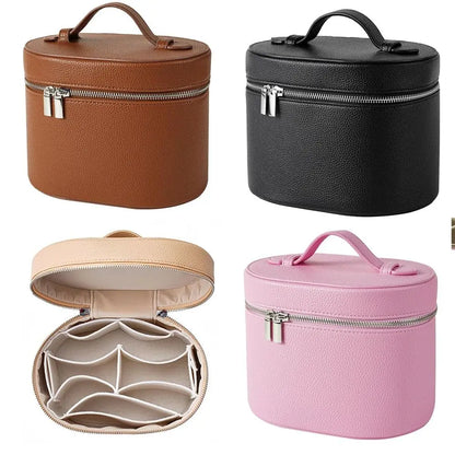 Large Capacity Cosmetic Box PU Leather Internal Storage Box Travel Organizer Bag Waterproof Zipper Closure Makeup Bag Daily Use