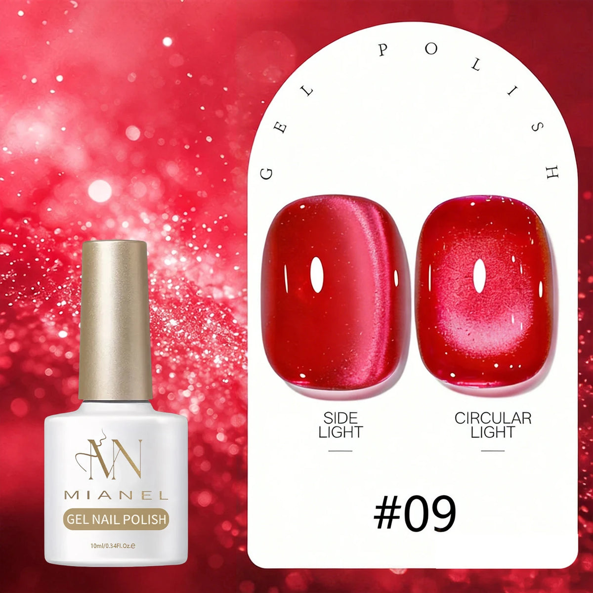 MIANEL 2026 Summer Trend Nude Pink Cat Eye Gel Nail Polish Soft Brightening Transparent Peach Pink with Glass Bead