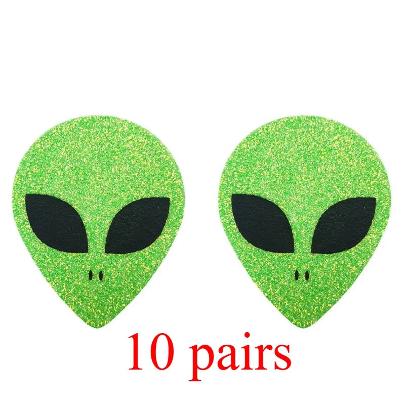 10 Pairs Invisible Disposable Breast Patch Clover Alien Women's Breast Lift Tape Chest Stickers Bar Nipple Covers