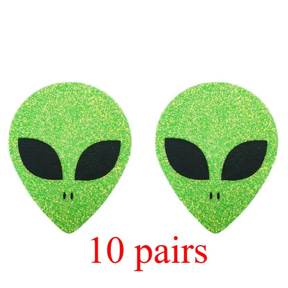 10 Pairs Invisible Disposable Breast Patch Clover Alien Women's Breast Lift Tape Chest Stickers Bar Nipple Covers