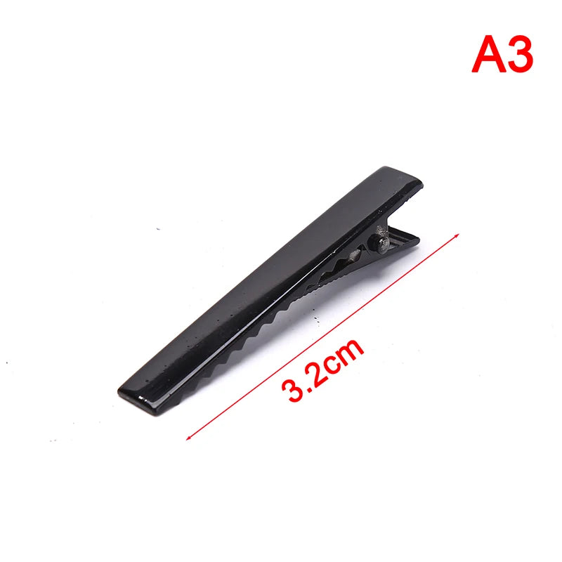 (YOUR)100pcs Black Hairclips Single Prong Alligator Hairpin Blank Setting Hair Clips.