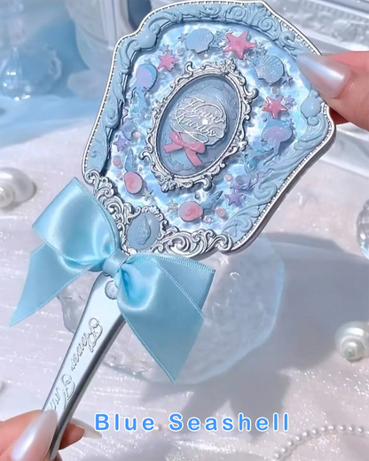 Flower Knows Shell Jewel Hand Mirror Ocean Style Makeup Mirror Portable Compact Beauty Mirror Aesthetic Princess Vanity Mirror