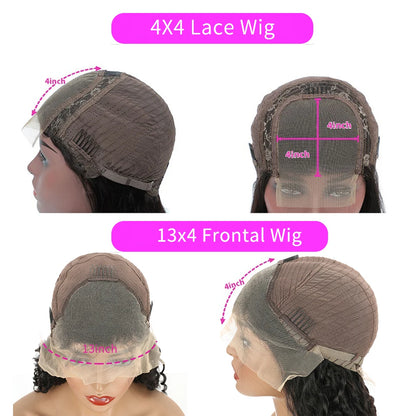 13x4 Transparent Lace Frontal Indian Human Hair Body Wave Wig Pre Plucked  4x4 Lace Closure Wig Natural Color For Black Women