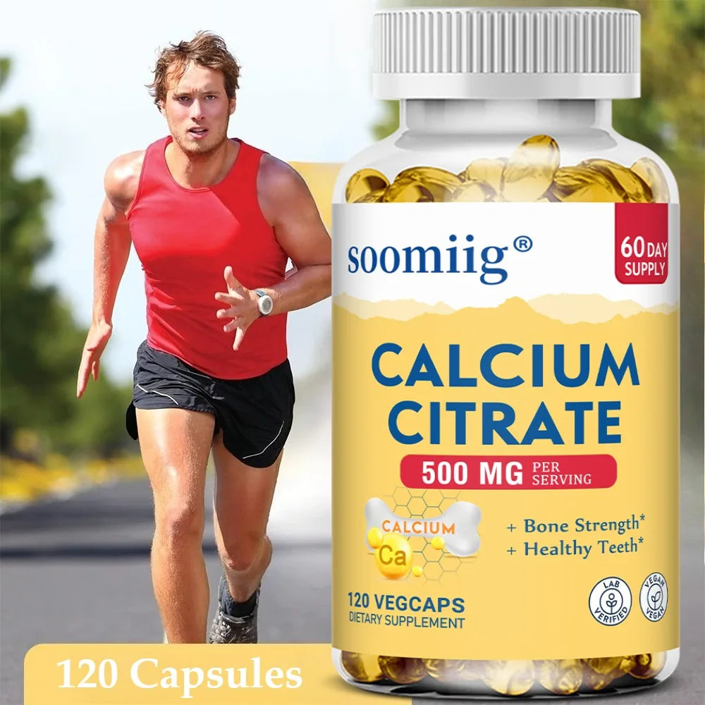 Calcium Citrate 500 Mg Per Serving Strengthens Bone, Teeth Health, Support Mobility & Flexibility, 120 Capsules, Non-GMO