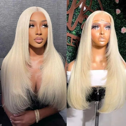 613 Blonde 13x4 Hd Lace Front Wig Layered Straight Natural Hairline Glueless Synthetic High Quality Cheap Lace Wig For Women