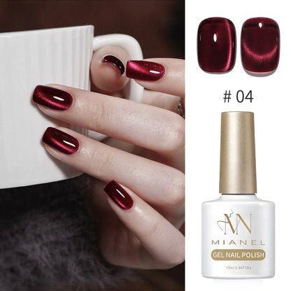 MN 12ML 1-21PCS Hot Selling Red through Half the Sky Cat Eye Nail Polish New Whitening Glass Bead Cat Eye Nail Polish Nail Art