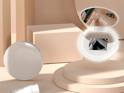 HTMCK LED & UV Visual Function Multifunctional Makeup Mirror Portable Sunscreen Detector Compact Travel Size Makeup Mirror