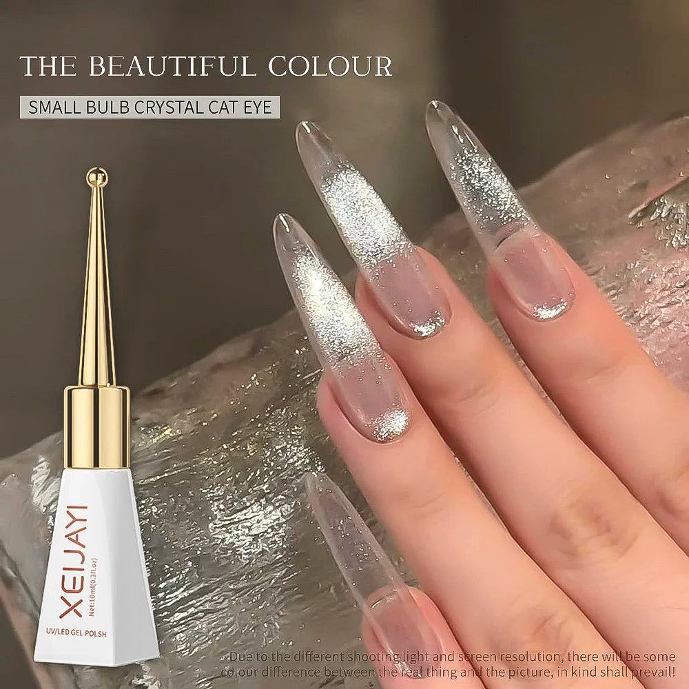 10ml Shiny Rose Red Magnetic Cat Gel Nail Polish Glitter Silk Crystal Cat Eye Gel Nail Polish Shiny Diamond Soak Off UV Gel Varn
