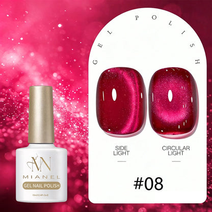 MIANEL 2026 Summer Trend Nude Pink Cat Eye Gel Nail Polish Soft Brightening Transparent Peach Pink with Glass Bead