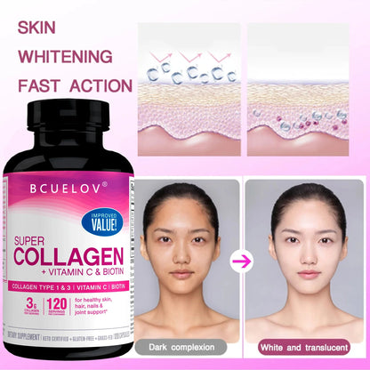 Super Collagen + Vitamin C & Biotin - Skin, Hair & Nails Supplement with Antioxidants Anti-Aging Immunity Boosting Joint Support