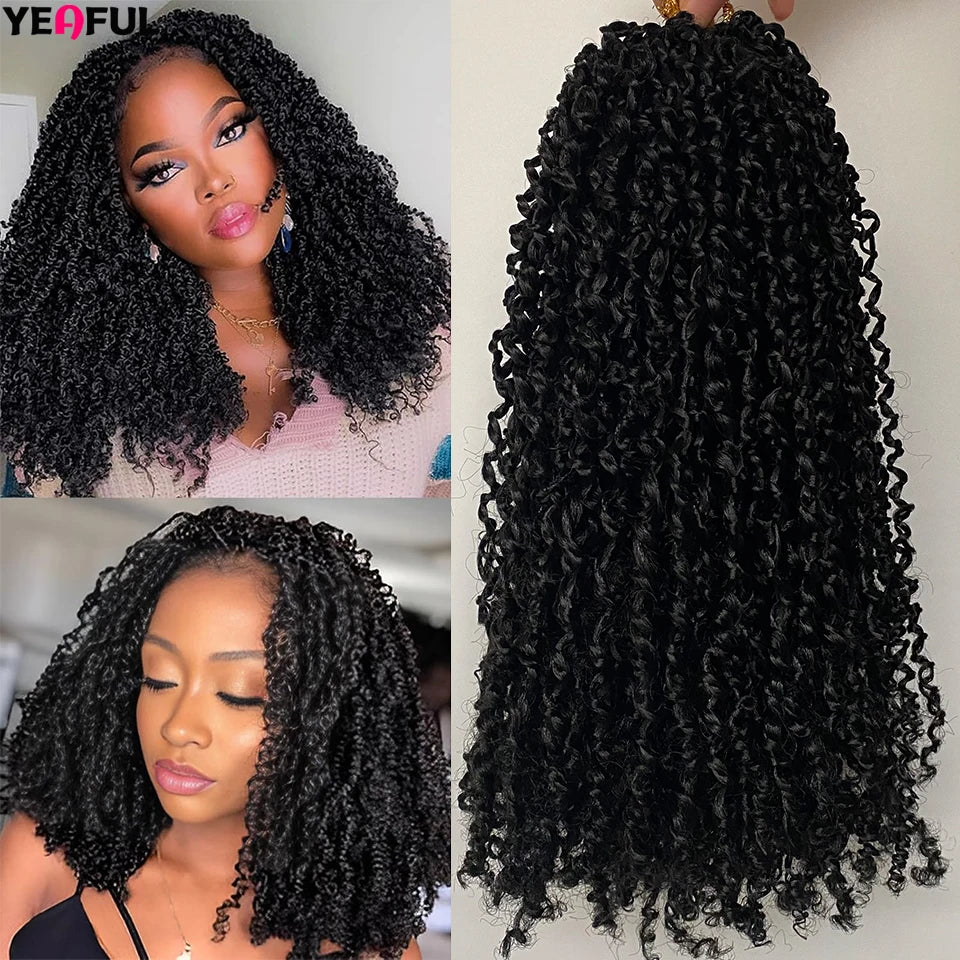 1-6 Packs Yanky Twist Crochet Hair 12"Pre-twisted Natural Black Kinky Mini Spring Twist Small Curly Senegalese Twist Hair Braids