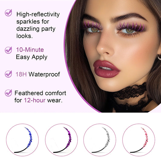 Colors Glitter Fashion Shiny Colorful False Spikes Eyelashes Extension Mink Individual Lashes Mix Color Soft Cilias for Hallowee