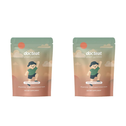 Docteat Growth Gummies for Kids Strawberry Flavor Chewable with Calcium Vitamin D and K 60 Gummies