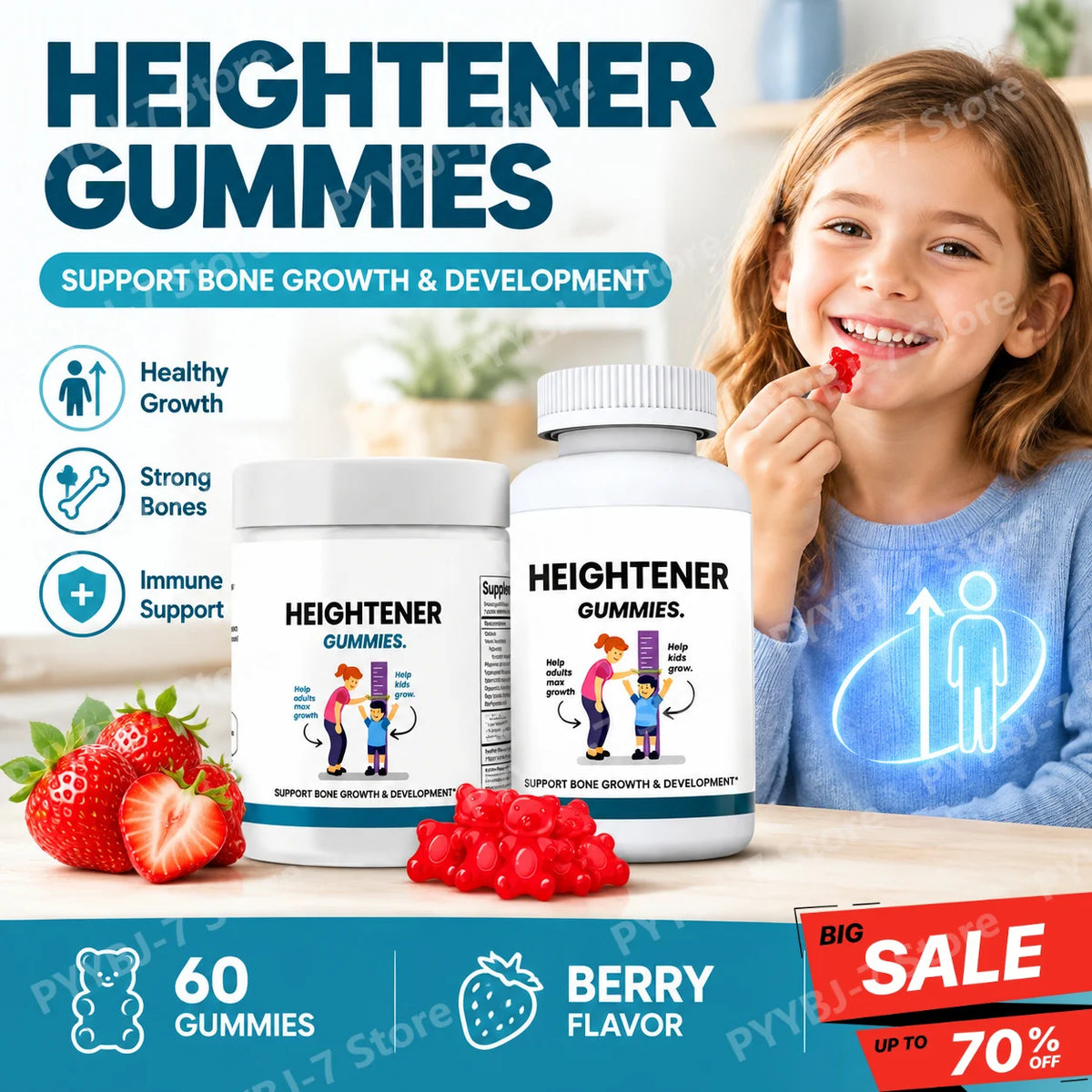 Bone Health Capsules Gummies Natural Height Growth Supplement for Kids Teens and Adults To Increase Bone Strength 60 Capsules