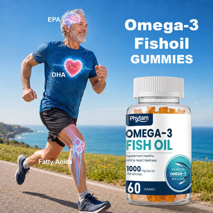 Omega 3 Fish Oil Gummies Support Brain & Nervous System Health, Cardiovascular & Skin Health, Antioxidant & Anti-Inflammation