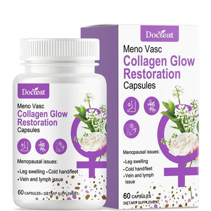 Collagen Glow Restoration Capsules, Boost Metabolism & Support Calorie Balance, Collagen Complex Hyaluronic Acid Magnesium 60Ct