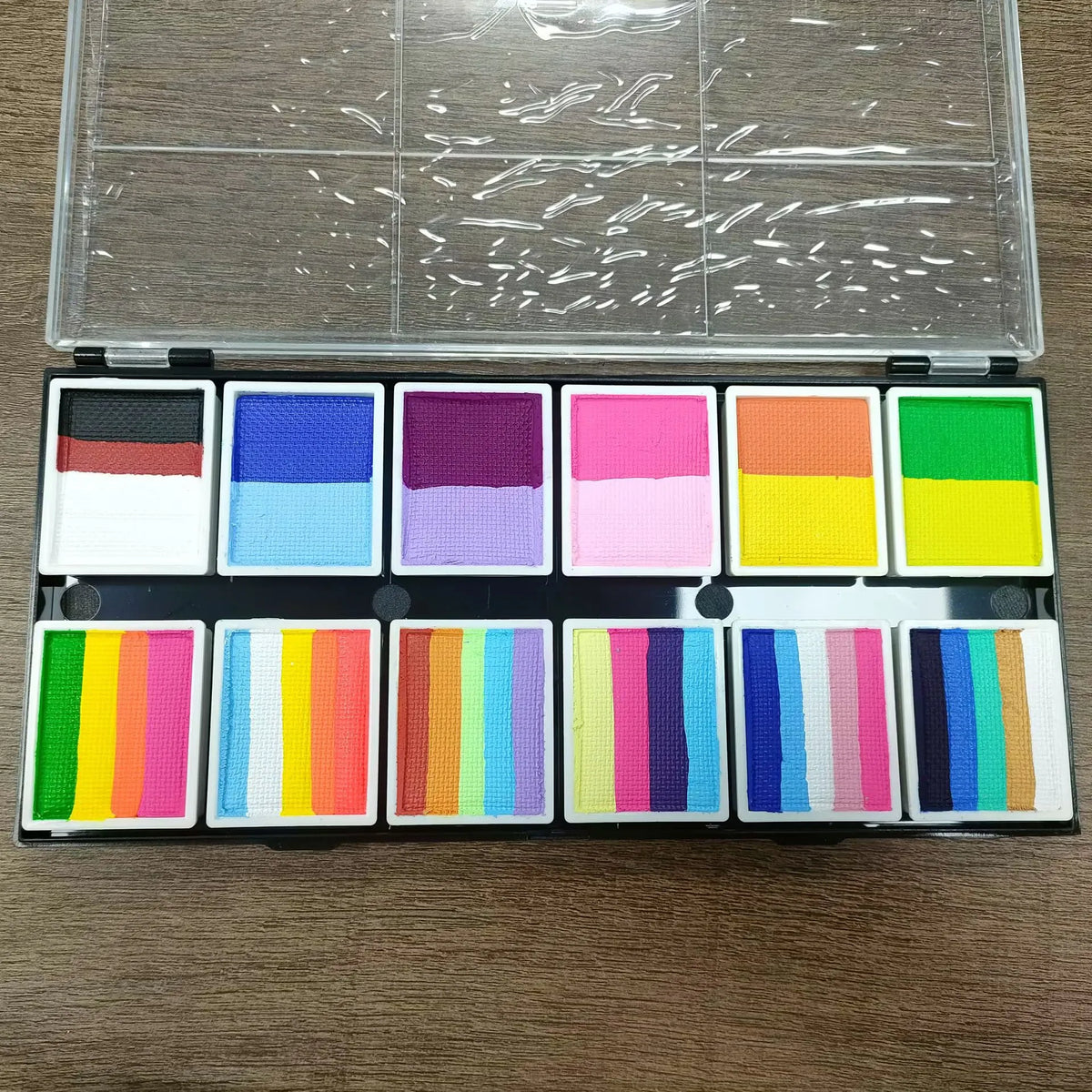 Professional Body Art 12 Colors Pastel Neon UV Color Rainbow Split Cake Face Paint Palette for Halloween Christmas