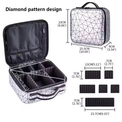 New PU Leather Cosmetic Bag For Women Professional Makeup Case Travel Toiletry Makeup Bag Beauty Nail ToolBox Make Up Handbag