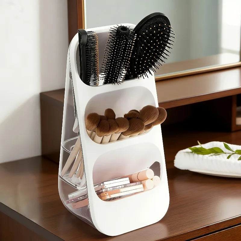 1 PCS Desktop Makeup Brush Storage Box Large Capacity Countertop Storage Rack Suitable for Dressing Tables Bedrooms Office Desks