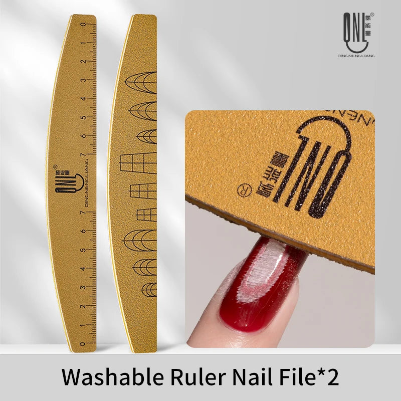 1/2/5/10pcs Washable Ruler Nail File Set with Scale 100/180 Grit Double-Sided Sanding Nail File Durable Nail Sanding Bar Tools