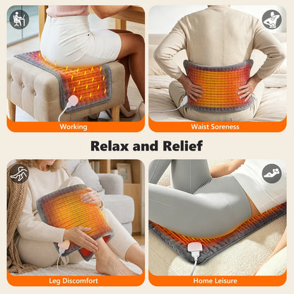 60x30cm Electric Blanket 10 Levels Heating Pad Double Helix Temperature Control Timing Thermal Mat for Office Home Period Cramps