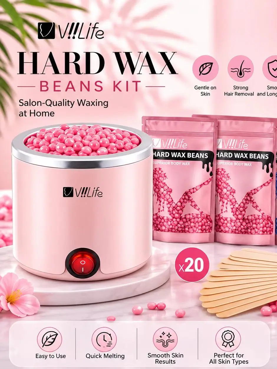 Waxing Kit Wax Warmer for Hair Removal Hard Wax Kit With 7.1oz 4 Bags Hard Wax Beans for Full Body, Legs, Face, Eyebrows, Bikini, Brazilian Waxing Kit for Women Men