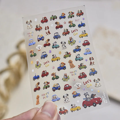 Cute Cartoon Christmas 5D Nail Stickers Red White Candy Cane Mint Cookie Gingerbread Man Snowflake Self Adhesive Nail Decals