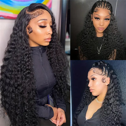 13x4 Lace Frontal Human Hair Wig Deep Water Wave Lace Frontal Wig 200 Density 13x6 HD Lace Deep Water Wave Curly Lace Frontal Wi