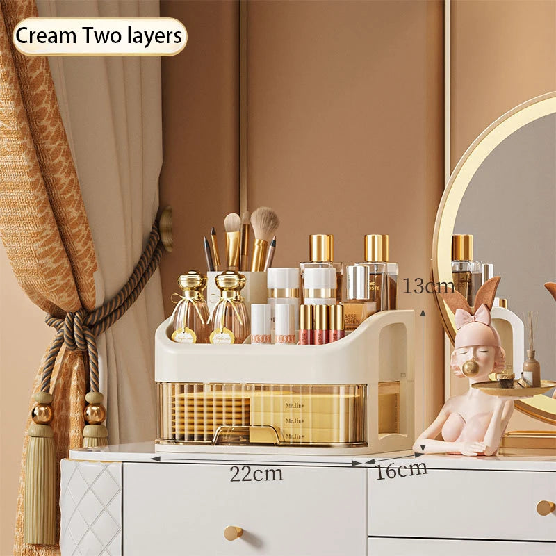 Large Capacity Cosmetic Storage Box Transparent Drawer Jewelry Makeup Storage Box Multi-layer Multi-functional Desktop Organizer