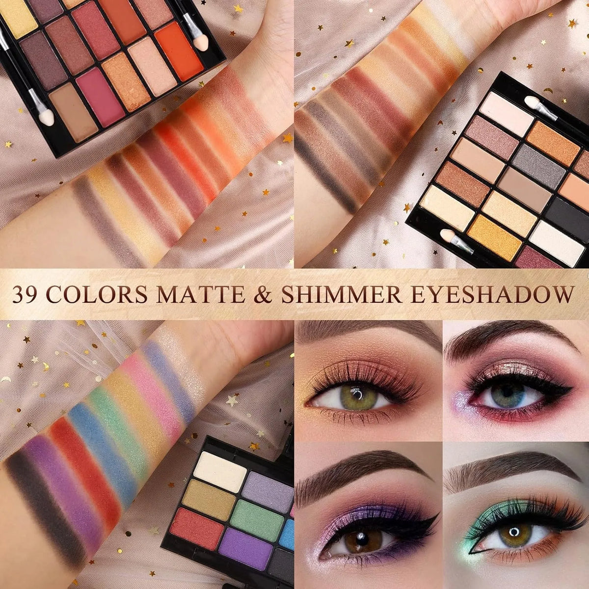 All‑in‑One Makeup Palette Pigmented Matte Shimmer Eyeshadow Blush Contour Kit Full Cosmetic Set for Beginners & Makeup Artists