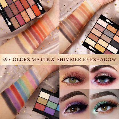 All‑in‑One Makeup Palette Pigmented Matte Shimmer Eyeshadow Blush Contour Kit Full Cosmetic Set for Beginners & Makeup Artists