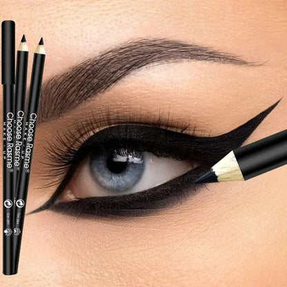 1/3Pcs Waterproof and Sweat-Proof Black Matte Eyeliner Pencil Long-Lasting Smudge-Proof Eye liner Suitable for Heavy Eyes Makeup