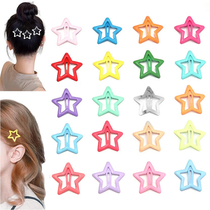50pcs/lot Metal Colorful Star Hair Clips Dopamine BB Hair Clips For Broken Hair Clip Bangs Hair Clip Girls Y2K Style Hair Clips