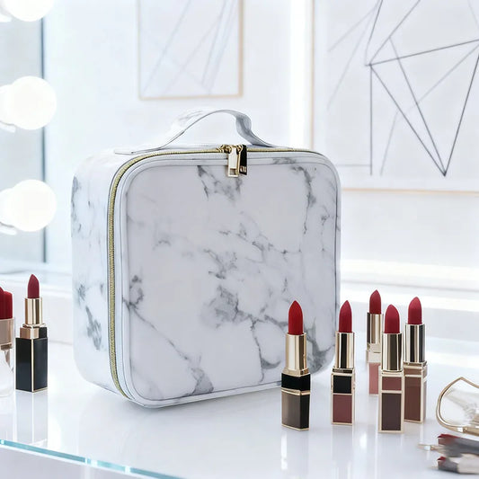 New PU Leather Cosmetic Bag For Women Professional Makeup Case Travel Toiletry Makeup Bag Beauty Nail ToolBox Make Up Handbag