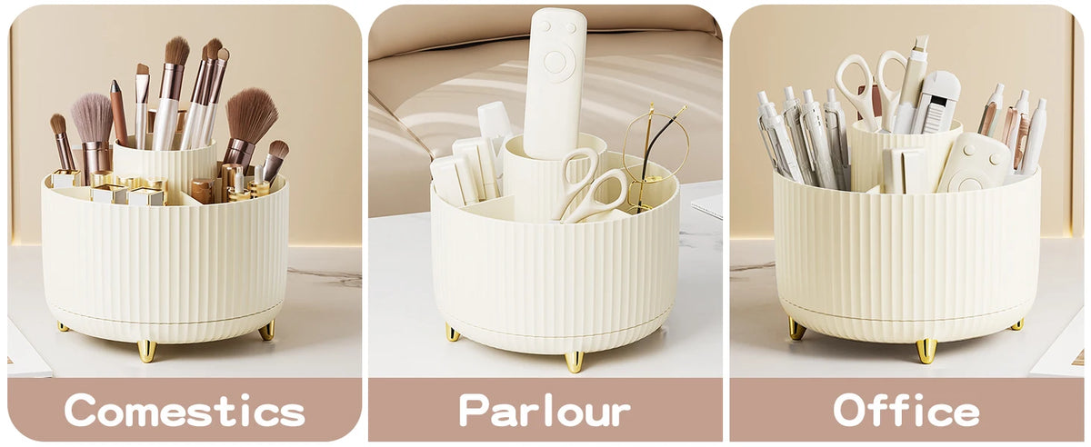 360° Rotating Makeup Cosmetic Storage Organizer Box Space-Saving Spinning Holder for Countertop Vanity Shower Bedroom Bathroom