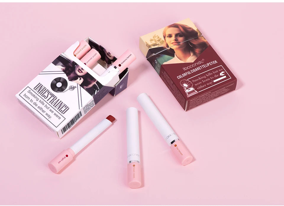 4 Pcs Cigarette Lipstick Set Matte Lip Gloss Long Lasting Waterproof Nude Lip Tint Lip Stick Tube Cosmetics Christmas Gift