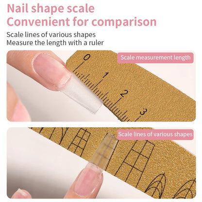 1/2/5/10pcs Washable Ruler Nail File Set with Scale 100/180 Grit Double-Sided Sanding Nail File Durable Nail Sanding Bar Tools
