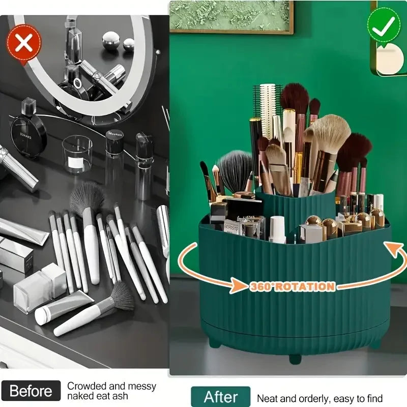 360° Rotating Makeup Brush Holder Cosmetic Brush Holder Large Capacity Lipstick Eyebrow Makeup Brush Holder Jewelry Container