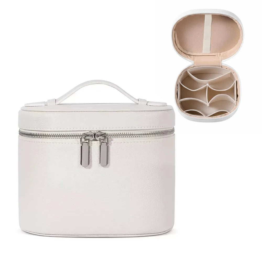 Large Capacity Cosmetic Box PU Leather Internal Storage Box Travel Organizer Bag Waterproof Zipper Closure Makeup Bag Daily Use